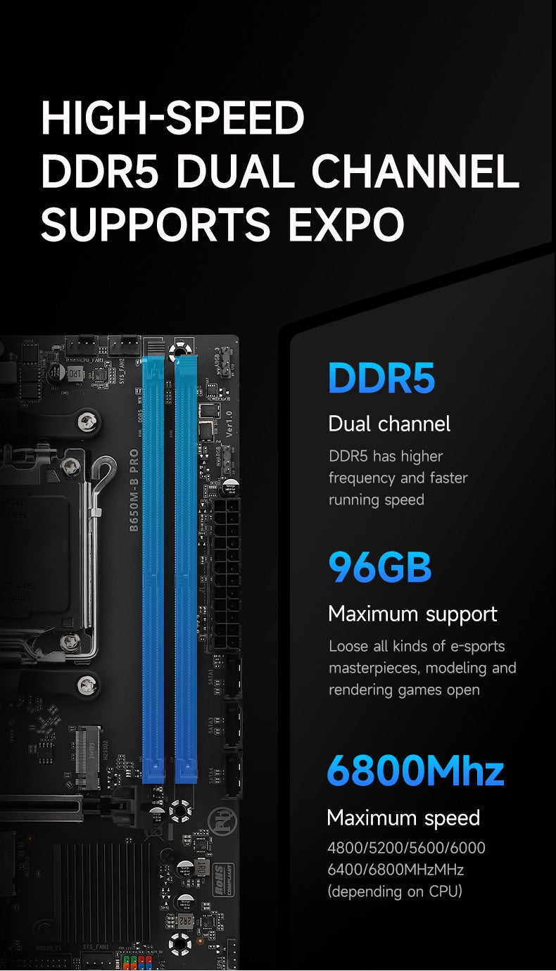 HUANANZHI B650M B PRO AMD AM5 Motherboard Support Ryzen R5 R7 7000 8000 9000 Series M.2 NVME WIFI Dual Channel DDR5 EXPO RAM