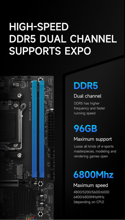 HUANANZHI B650M B PRO AMD AM5 Motherboard Support Ryzen R5 R7 7000 8000 9000 Series M.2 NVME WIFI Dual Channel DDR5 EXPO RAM