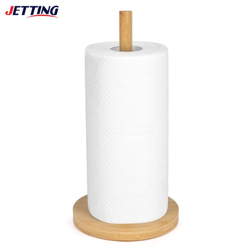 Kitchen Wooden Roll Paper Towel Holder Bathroom Tissue Vertical Stand Disposable Paper Pot Kitchen Toilet Storage Accessories