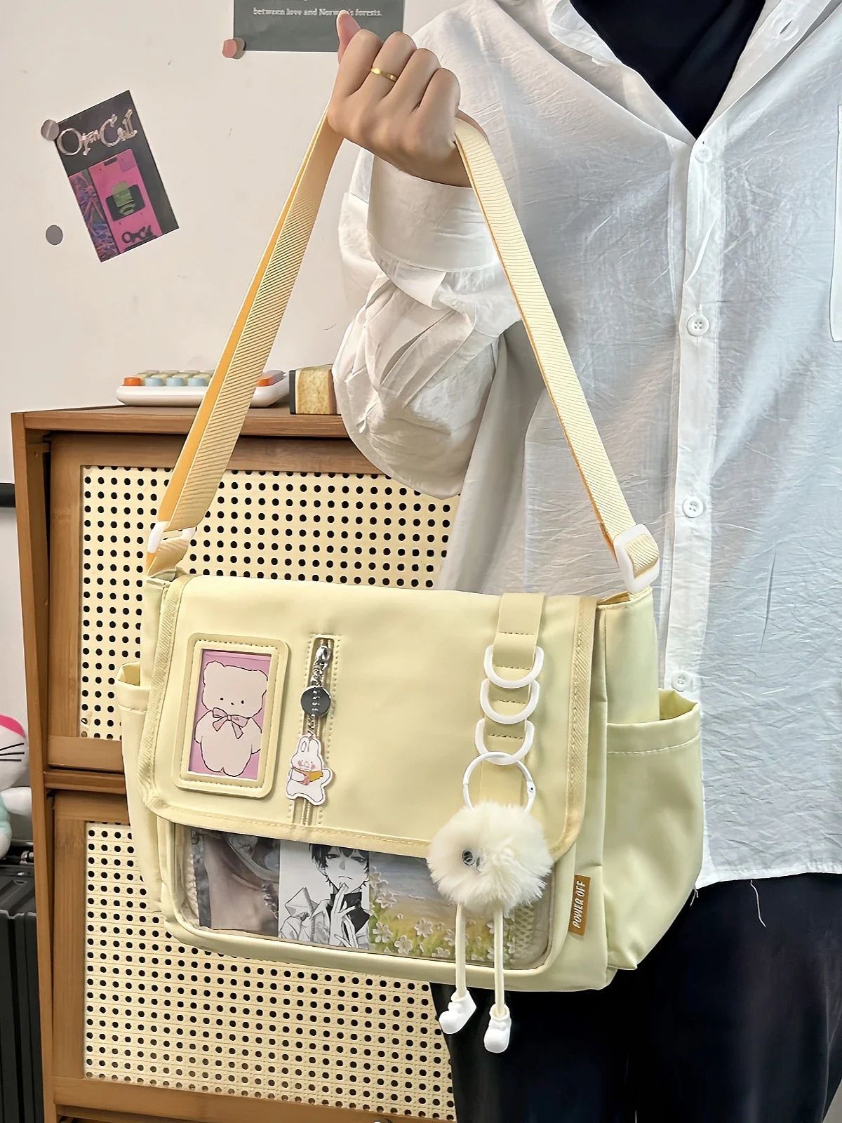 Japanese Harajuku School Bags for Teenage Girls New 2025 Transparent Itabag Crossbody Bag DIY Badges Display Plate Ita Bag