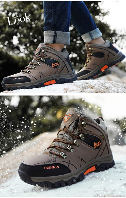 Botas de Neve Masculinas de Inverno Impermeáveis de Couro Tênis Super Quentes Botas Masculinas Botas de Caminhada ao Ar Livre Sapatos de Trabalho Tamanho 39-47