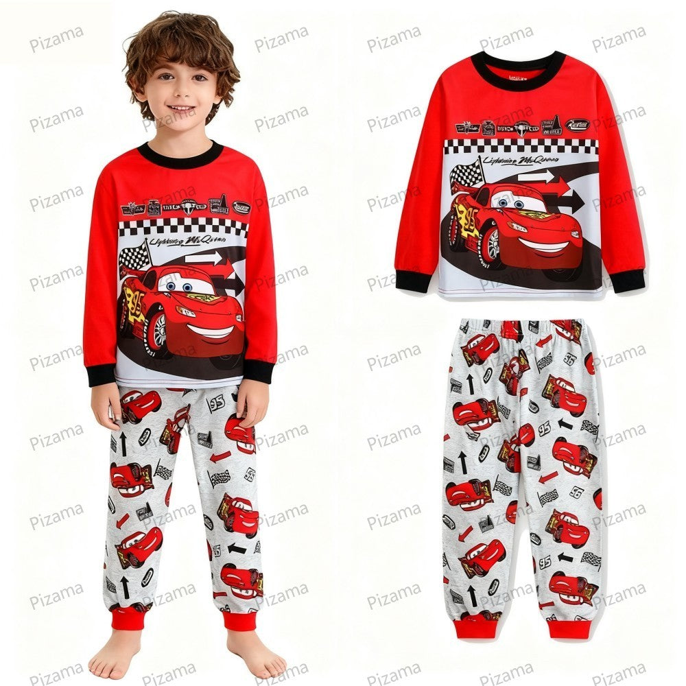 Autumn Winter 100 Cotton Full Sleeve Baby Minnie Mouse Pajamas Sets Children's Sleepwear Kids Pyjamas Pixar McQueen Kids Clothes