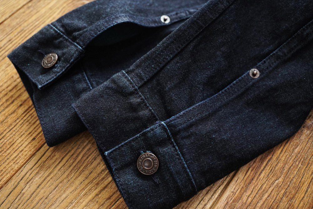 Sauce Zhan Mens Jacket Indigo Selvedge Denim Jacket Jean Jacket Men Vintage Chinese Style Knot Button Loose Fit