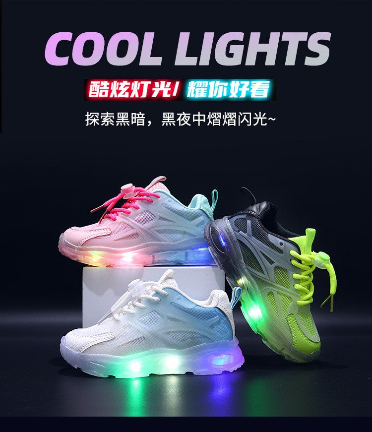 Summer Kid Sneakers New Fashion Light Up Boy Shoe Breathable Versatile Anti Slip Simple Sports Shoes Daily Classic Girl Shoes