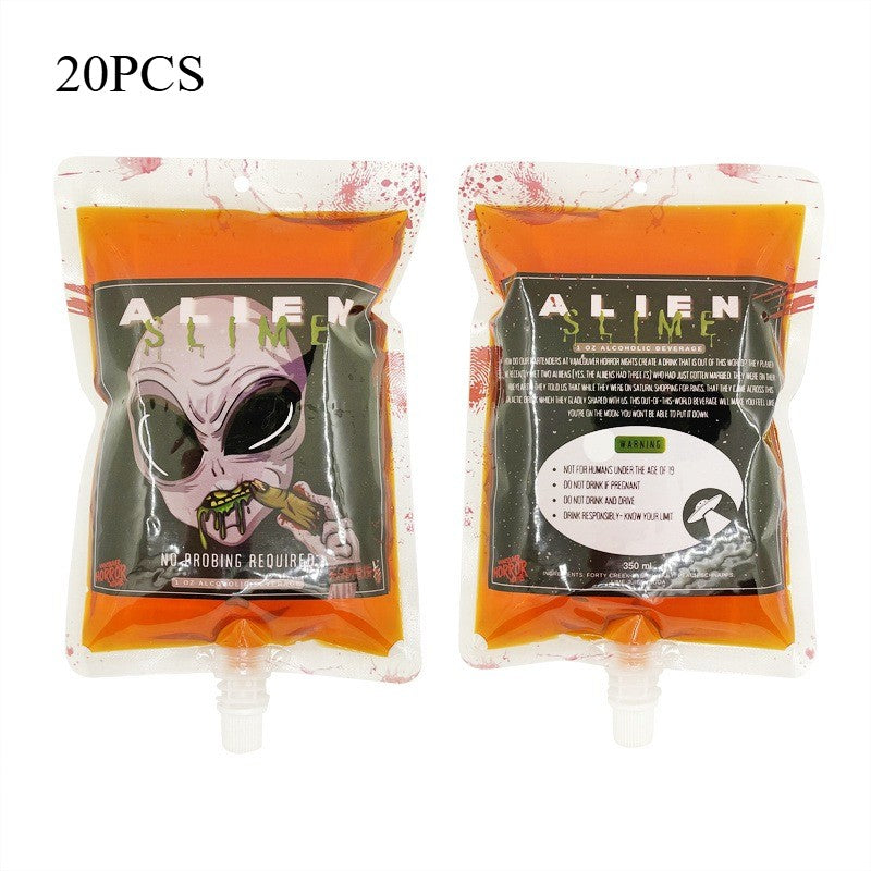 20pcs 350ml Halloween Drink Bags Jelly Spout Pouches Children's Drink Straw Bag Holidays Party Supply Blood Bags