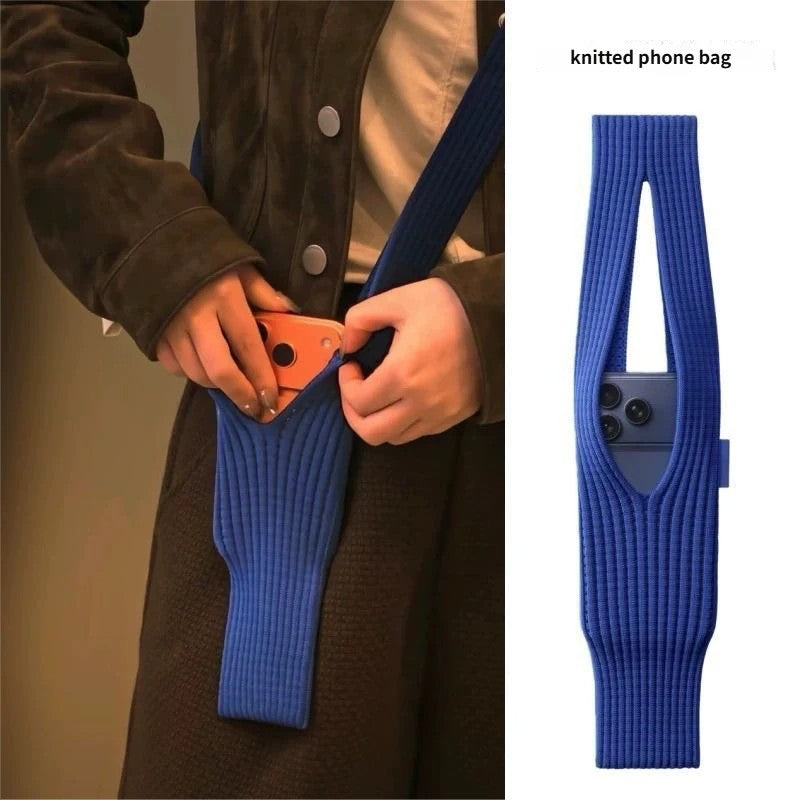 For Apple Devices Knitted Crossbody Bag Pet Lovers Christmas Gift with Winter Tech Accessory for iPhone iPad Stocking Stuffer