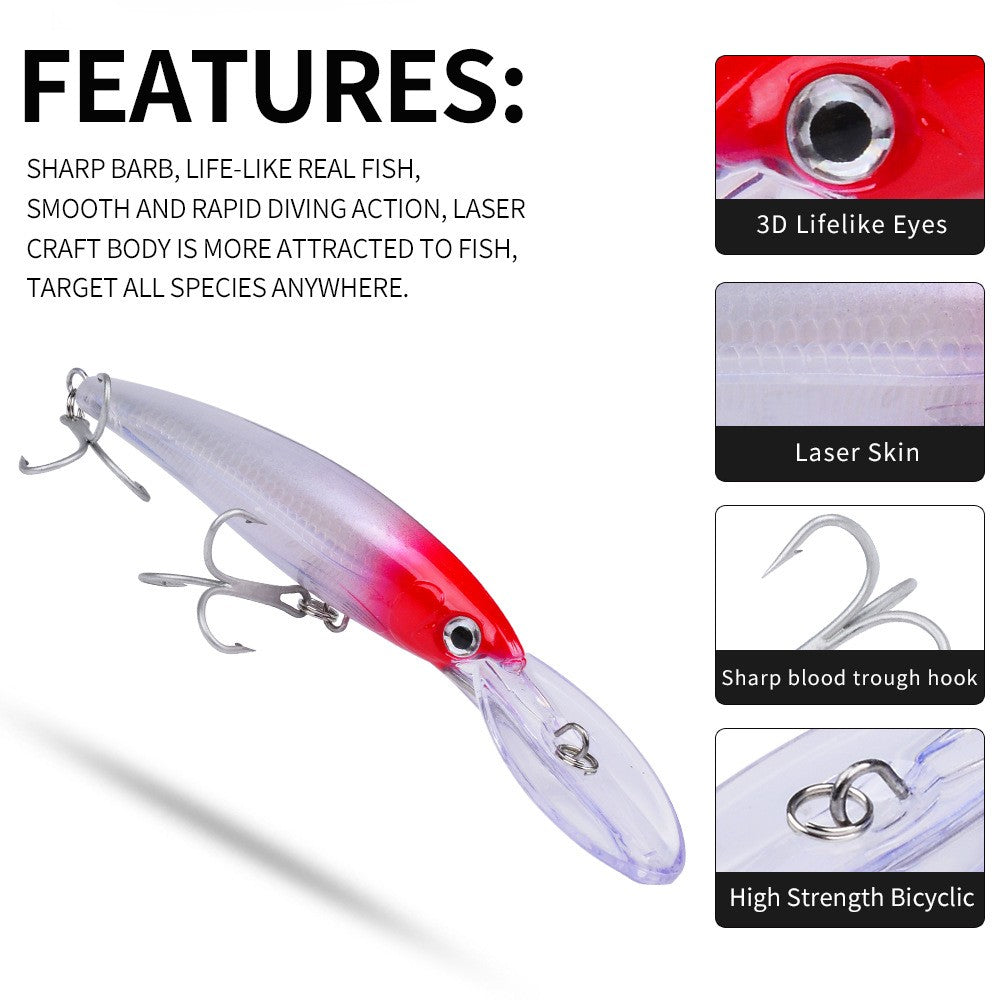 Isca Artificial Flutuante Minnow 32g 50g 75g Isca de Pesca Longa Arremesso Água Salgada Robalo Iscas Duras Minnow para Pesca de Robalo