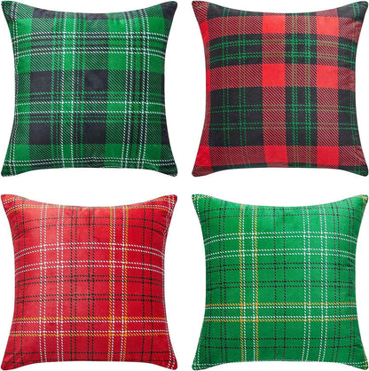 Christmas Pillow Cover, Scottish Plaid Cushion Cover, Sofa Living Room Christmas Home Decoration  45x45 pillow case