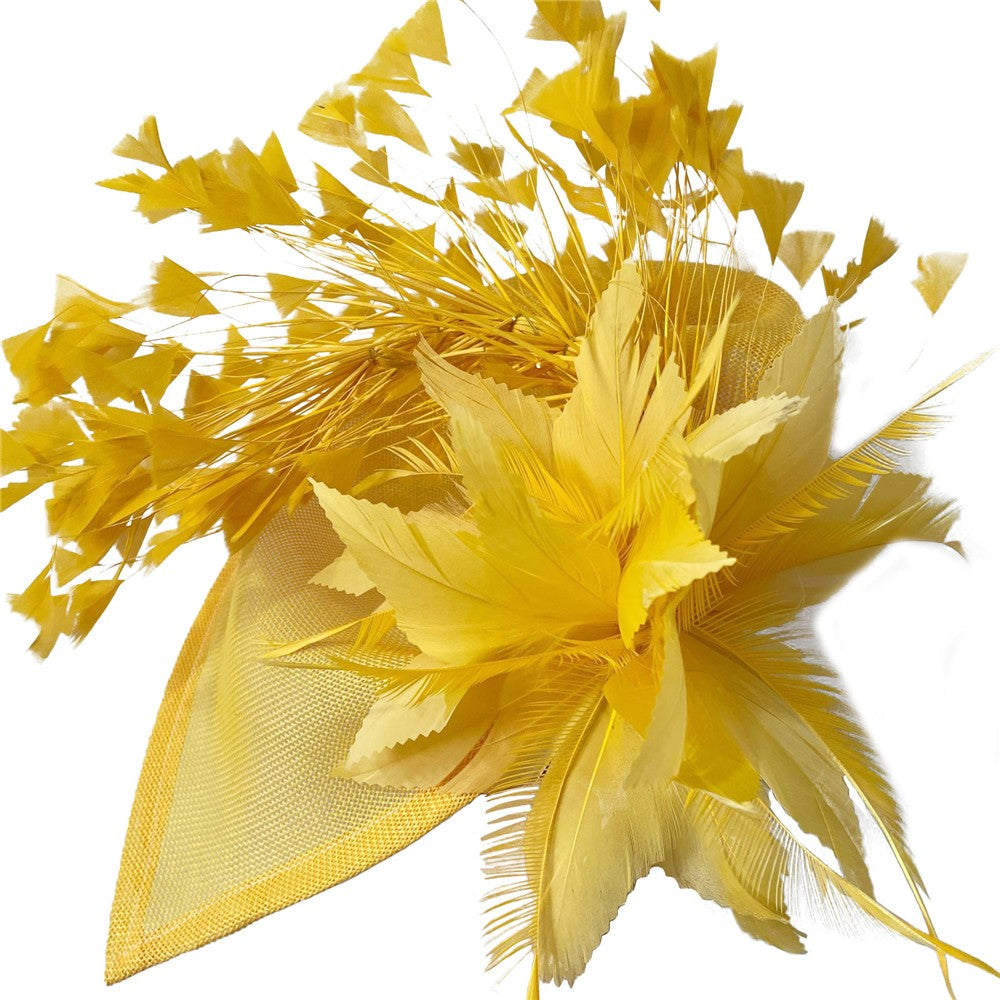 Fascinator de Cabelo com Clipe para Casamento - Pena Laranja Charmosa, Chapéu, Flor, Véu, Acessório de Cabelo de Noiva para Festas SYF678