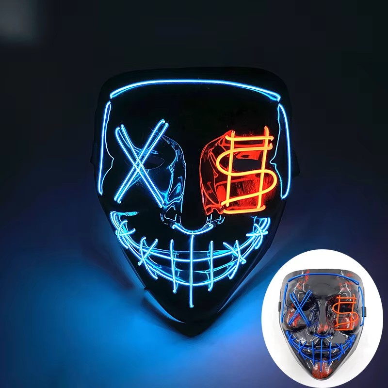 Wireless LED Purge Mask Halloween Horror Party Carnival Cosplay Costume Props Halloween Purge Masks 10 Colors LED Mask Men Women