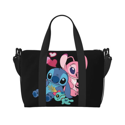 Custom Large SLilo And Stitch Cartoon Tote Bag Women Anime Shopping Shoulder Beach Gym Travel Bag