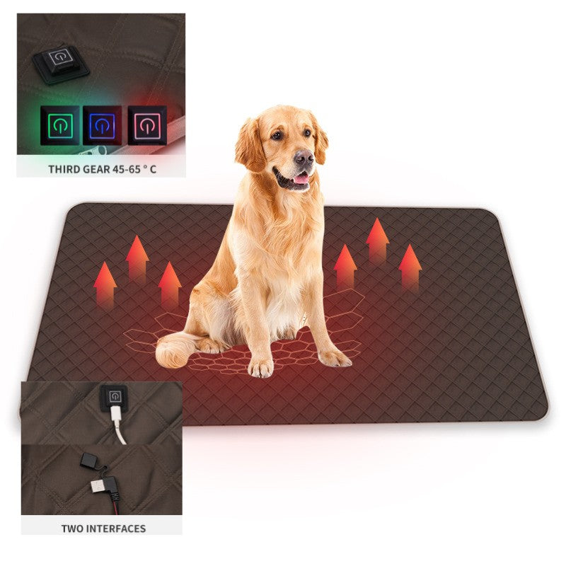 Tapete de Aquecimento Inteligente para Animais de Estimação Impermeável, Novo para o Outono e Inverno de 2025, Tipo Plug-in, Seguro e Quente, com Duas Opções de Conexão USB e Tipo-C