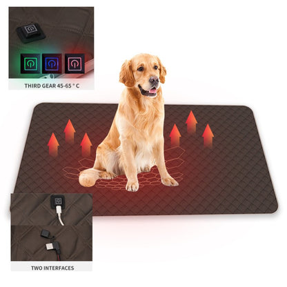 Tapete de Aquecimento Inteligente para Animais de Estimação Impermeável, Novo para o Outono e Inverno de 2025, Tipo Plug-in, Seguro e Quente, com Duas Opções de Conexão USB e Tipo-C