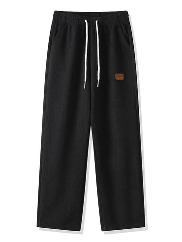 Winter Thick Warm Corduroy Sweatpants Men Fleece Liner Drawstring Straight Loose Track Pants Male Casual Fleece Thermal Trousers