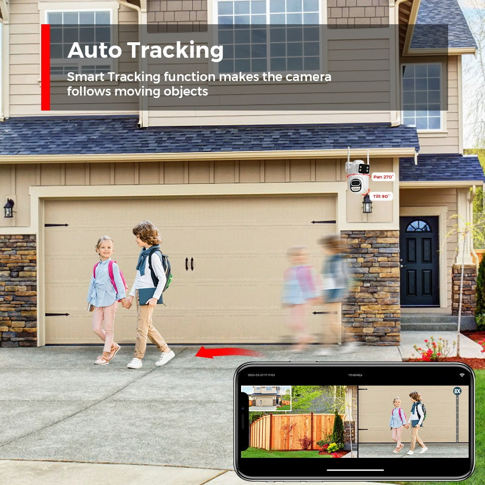 BESDER 6K 12MP Wifi Camera PTZ Dual Screen 8X Digital Zoom AI Auto Tracking Outdoor 8MP CCTV IP Camera Security Protection iCSee