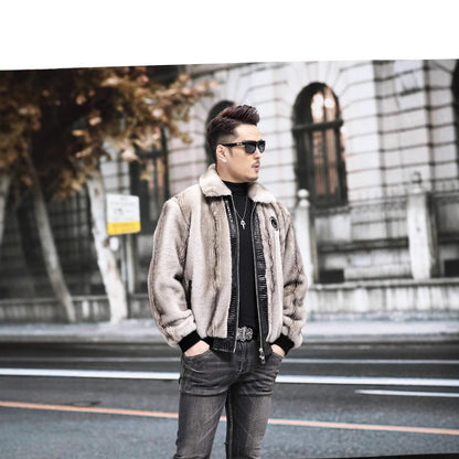 Zipper Cardigan Spliced Faux Leather Men Long Sleeve Jackets Turn Down Collar Coat Long Sleeve High Street 2025 Autumn Slim