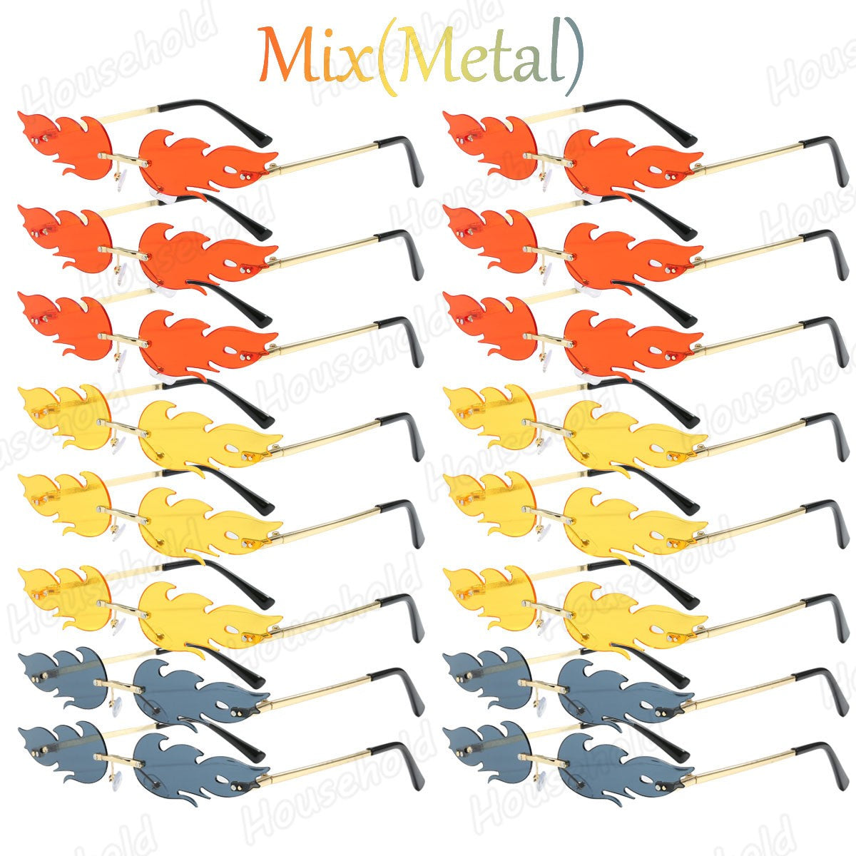 Fun Party Sunglasses Fire Flame Sunglasses Rimless Fire Sunglasses Halloween Candy Color Glasses for Christmas Favors