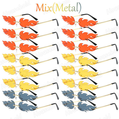 Fun Party Sunglasses Fire Flame Sunglasses Rimless Fire Sunglasses Halloween Candy Color Glasses for Christmas Favors