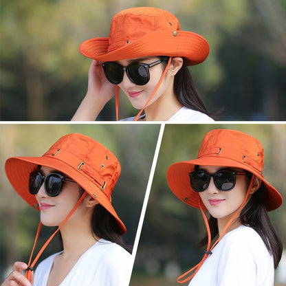RICYGVM Women Big Brim Fisherman Hat Outdoor Mountaineering UV Protection Sun Visors Unisex Fashion Solid Color Basin Cap ????a
