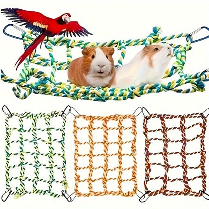 1 pç. Rede de Hamster para Animais de Estimação, Cama Trançada Resistente para Pequenos Pets, Papagaios, Porquinhos-da-Índia, Brinquedo Divertido para Pendurar e Dormir