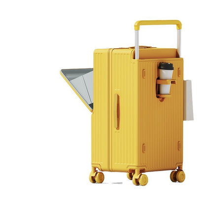 New Wide Tie Rod Luggage Front Opening Laptop Bag Multifunctional Travel Suitcases 20 inch Cabin Bag 24-30''Large Size Suitcases
