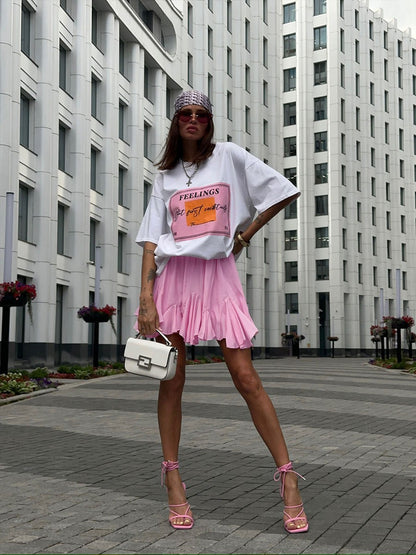 Wolfeel Summer White Mini Skirt High Waist Sexy Cute Ruffle Vintage Tennis Skirt