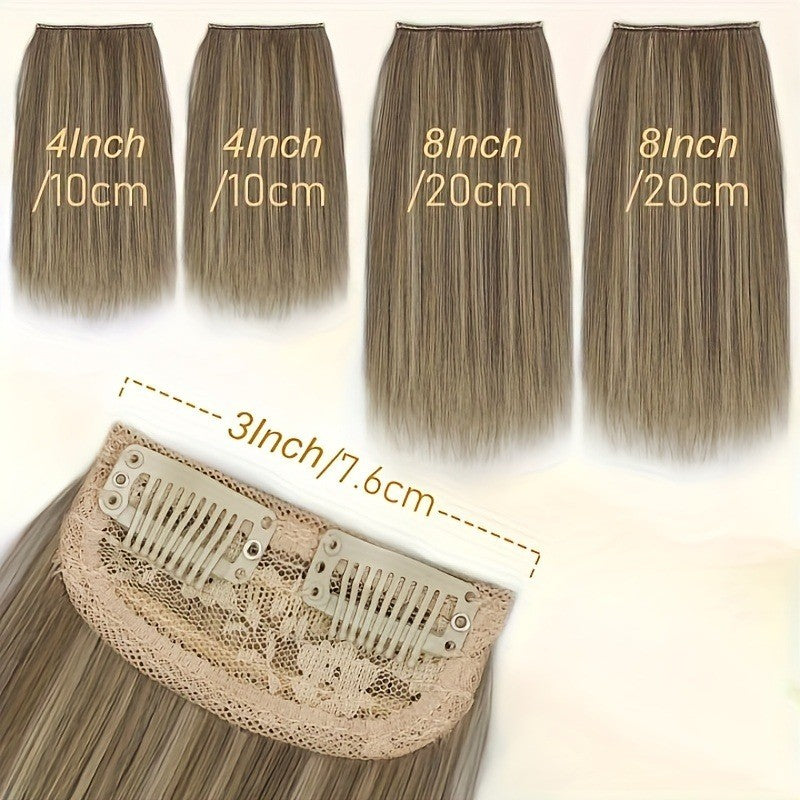 4 Pcs Perucas Femininas Sintéticas com Topo de Cabeça - Perucas Curtas e Grossas com Grampos Invisíveis - Extensão de Cabelo para Cabelo Ralo Adicionando Volume