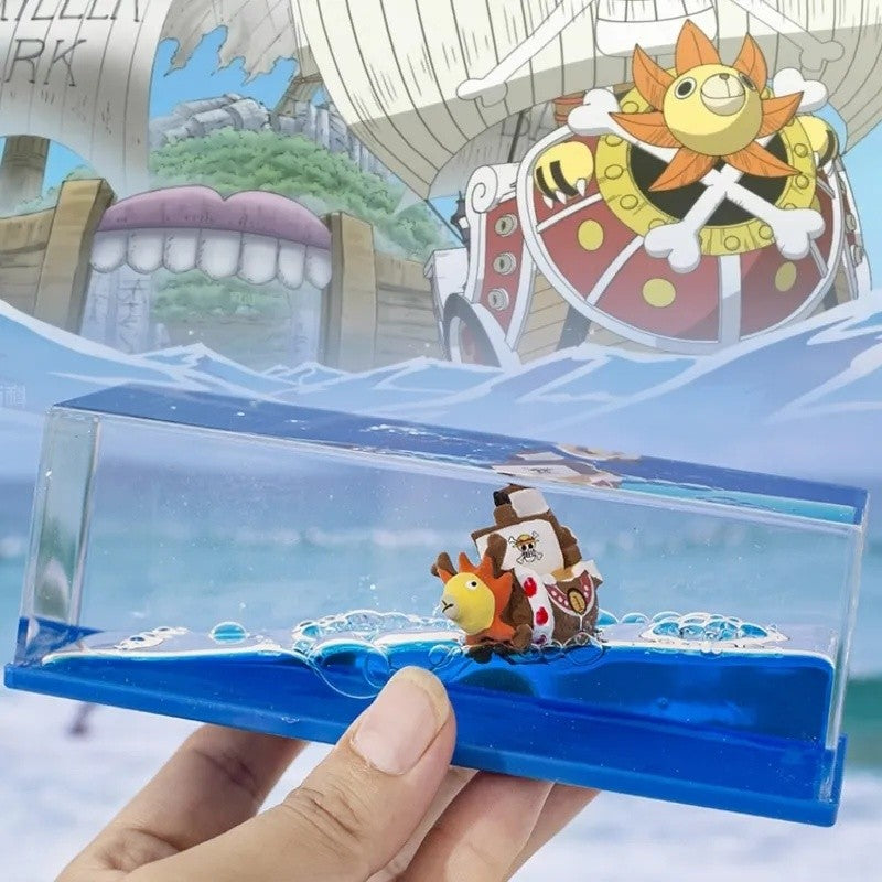 Garrafa Flutuante Feliz One Piece Thousand Sunny Barco Garrafa Flutuante Líquida Navio 3D Em Garrafa Barco Go Merry Decoração de Casa Presente Infantil