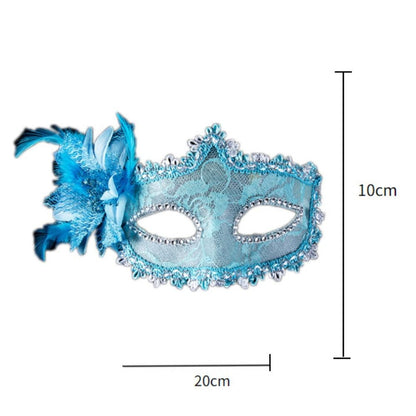 Eye Mask Side Flower Masquerade Mask Half Face Feather Mardi Gras Mask Sexy Lace Eye Mask Venetian Party