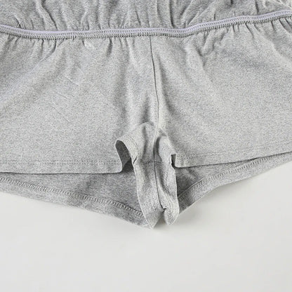 Solid Lace-up Mini Skirts Sexy American Retro Basic Vintage Casual Short Bottoms
