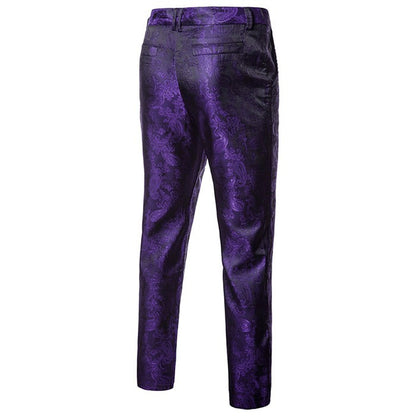 New Men Business Jacquard Suit Pants Black / Red / Purple / Navy Fashion Male Wedding Party Dress Thin Trousers