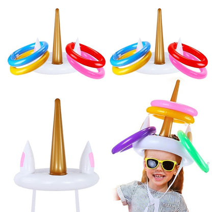 Unicorn Inflatable Ring Toss Game Toys Kids Birthday Party Favors Gifts Hawaiian Summer Beach Pool Party Decoration Supplies