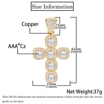 2026 Hip Hop Cross Pendant Necklace for Men 4mm Zircon Tennis Chain Ice Sparkling Necklace for Women Punk Jewelry Fashion Gift