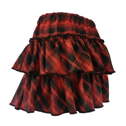 High Waist Slim Lolita Cosplay Y2k Skirt Japanese College Style Youth Girl Plaid Skirt Female Goth Skirt Pink Skirt