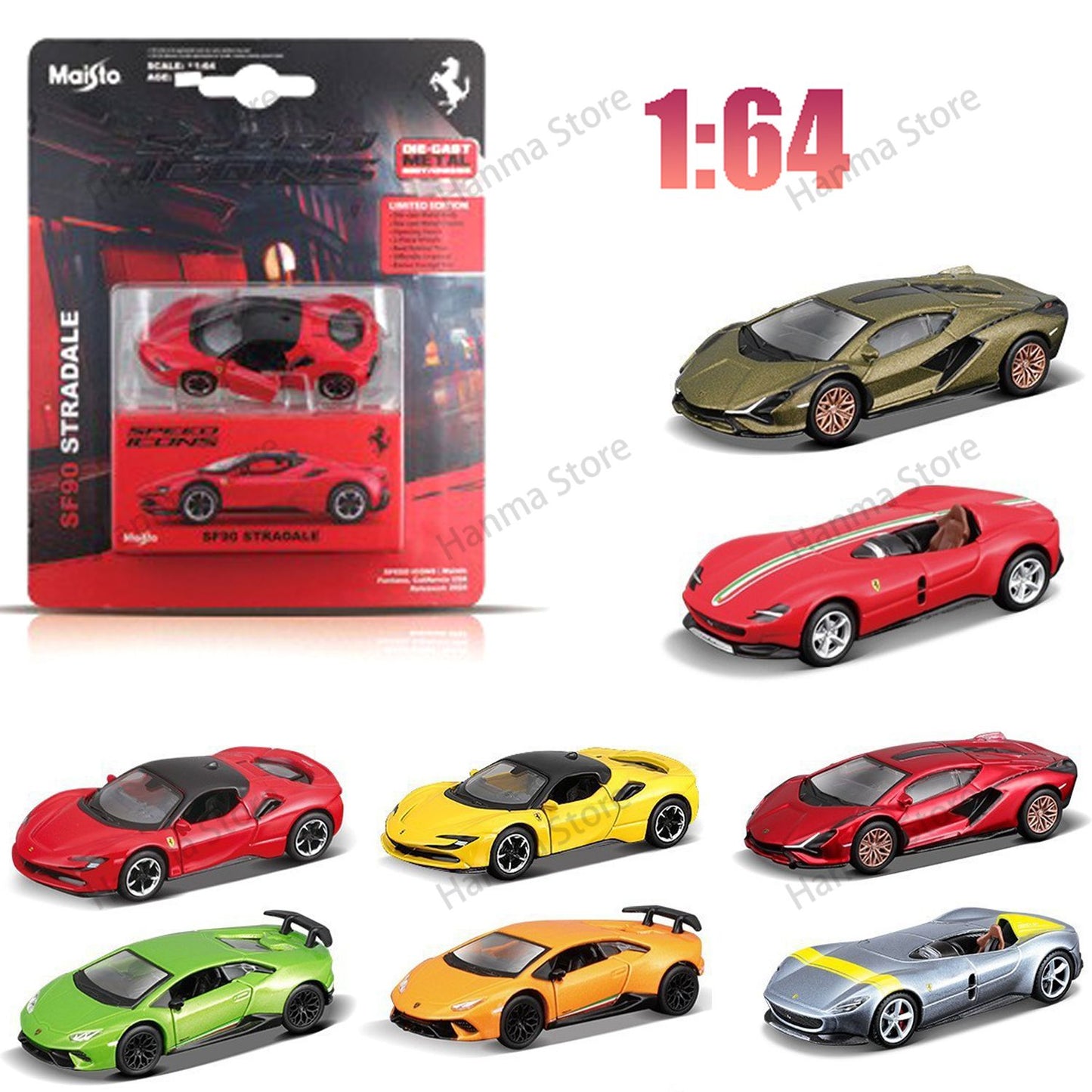 Bburago 1:64 SP1 Ferrari 812 SF90 Competizione Amarelo Liga Miniatura Ferrari Daytona SP3 Esportivo Modelo Fundido Brinquedos Personalizados