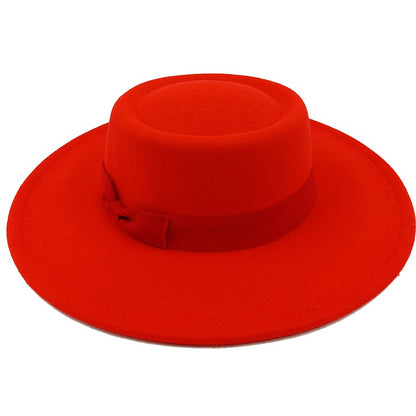 Chapéu Fedora unissex de inverno, superfície circular côncava e convexa, chapéu de jazz de feltro liso, elegante para homens e mulheres.