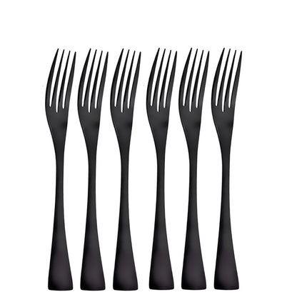 6Pcs Black Cutlery 304 Stainless Steel Dinnerware Set Steak Knife Silverware Creative Dinner Set Mirror Luxury Steak Knife Forks