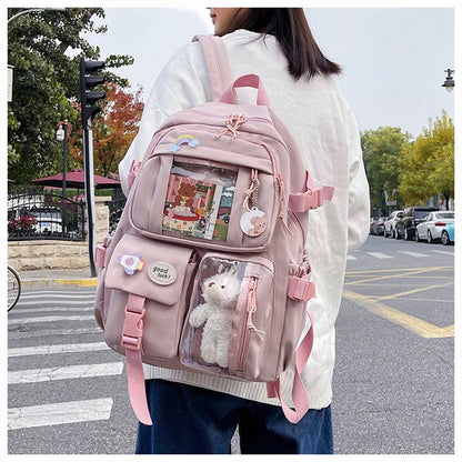 Mochila Feminina Fofa Desenho Animado Moda Adolescente Estudante Mochila Escolar Adorável Bolsa Feminina Mochila Escolar Versátil para Meninas