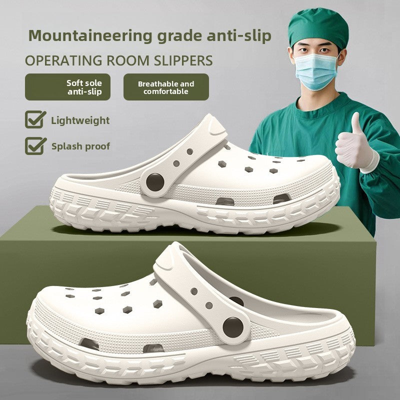 Slippers with holes, men's shoes, 2025 new model, medical nurse EVA anti slip and anti odor outer wear, women's beach sandals