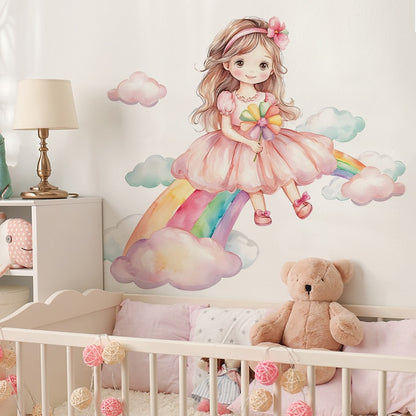 Girl Moon Butterflies Wall Stickers Kid Girls Room Bedroom Decoration Baby Nursery Home Decor Accessories Living Room Wall Decal