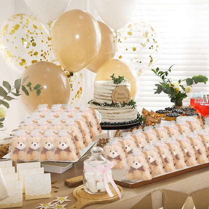 30pcs/10set Bear Gift with Organza Bag Thank You Card for Baby Shower Wedding Decoration Supplies Kids Birthday Party Guest Gift