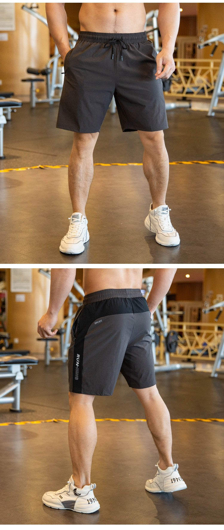 Men Beach Shorts Male Gym Fitness Sport Short Pants Joggers Basketball Sportswear Bodybuilding Loose Plus Size Zip Pocket