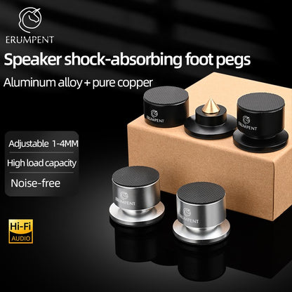 HiFi 4Pcs Speaker Spike Suporte Pés Almofadas Liga de Alumínio Mixer Fibra de Carbono Ajustável Pinos Amortecedores para Caixas de Som