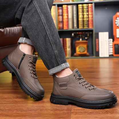 Botas de neve masculinas de inverno 2025: forradas, acolchoadas, antiderrapantes, resistentes ao desgaste e simples para viagens ao ar livre.