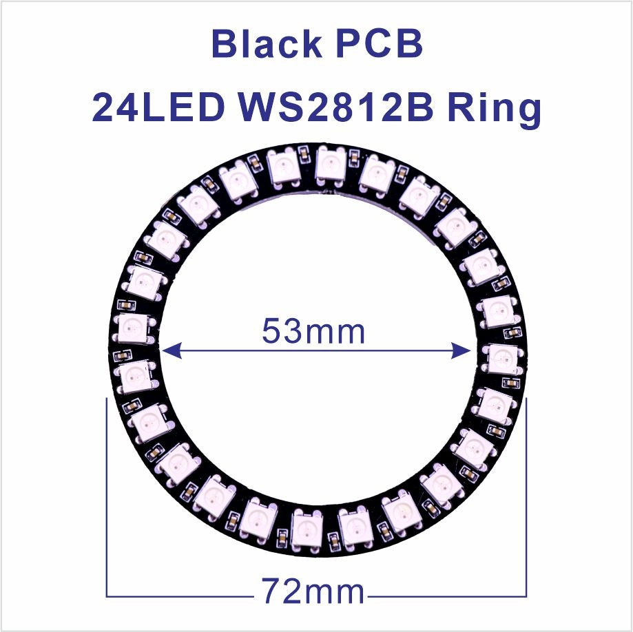 DC5V WS2812B Pixel Ring LED Panel Light Individual 8/16/24/35/45/128 LED Addressable WS2812 IC 5050 RGB LED Ring Module