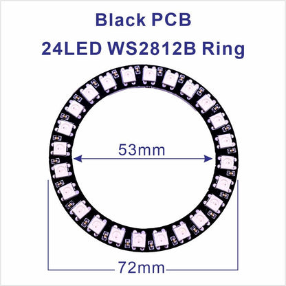 DC5V WS2812B Pixel Ring LED Panel Light Individual 8/16/24/35/45/128 LED Addressable WS2812 IC 5050 RGB LED Ring Module