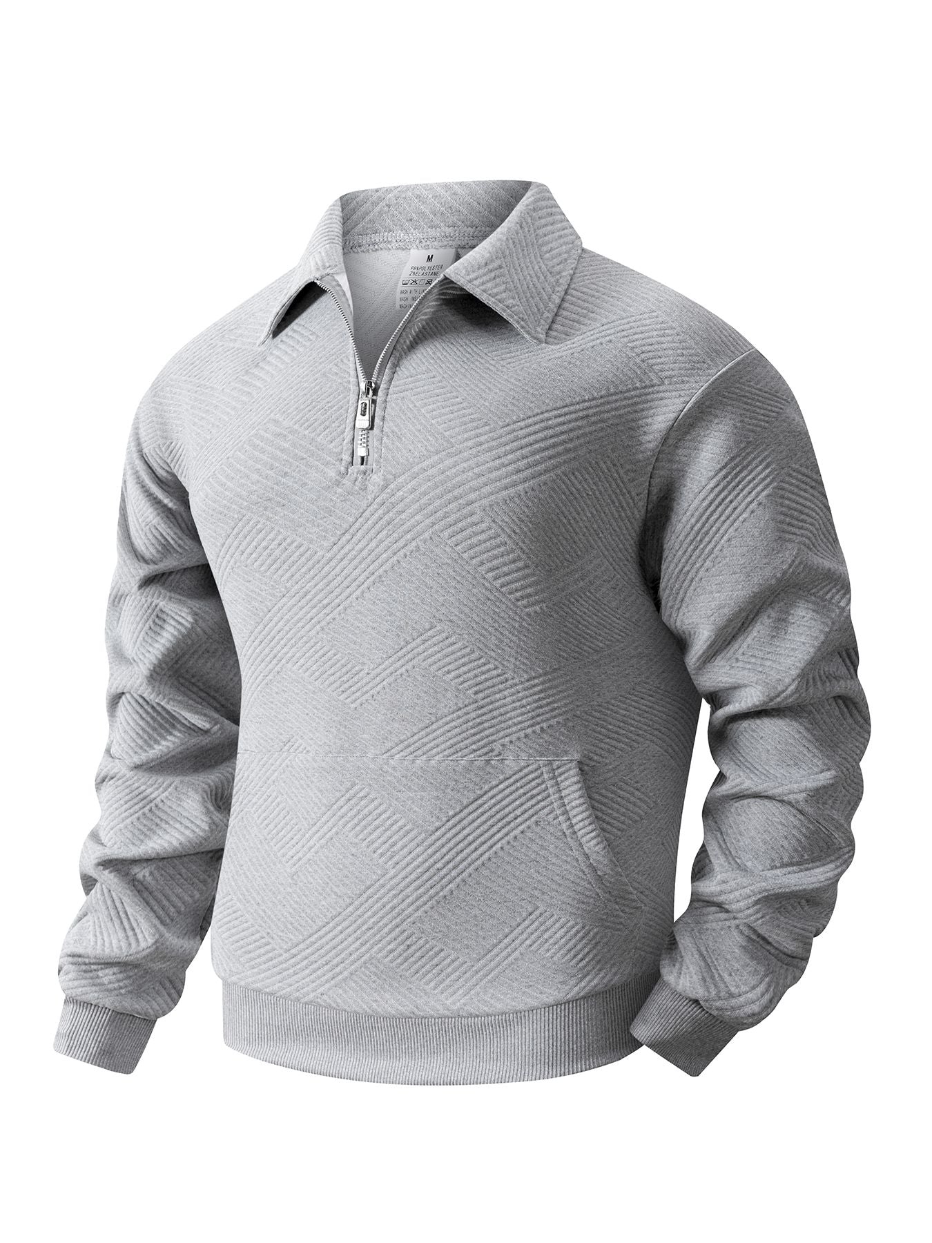 Autumn Men's Casual Sweatshirt Quarter Zip Solid Color Pullover Sweater Outdoor Daily Long Sleeve Polo Turtleneck Male Tops