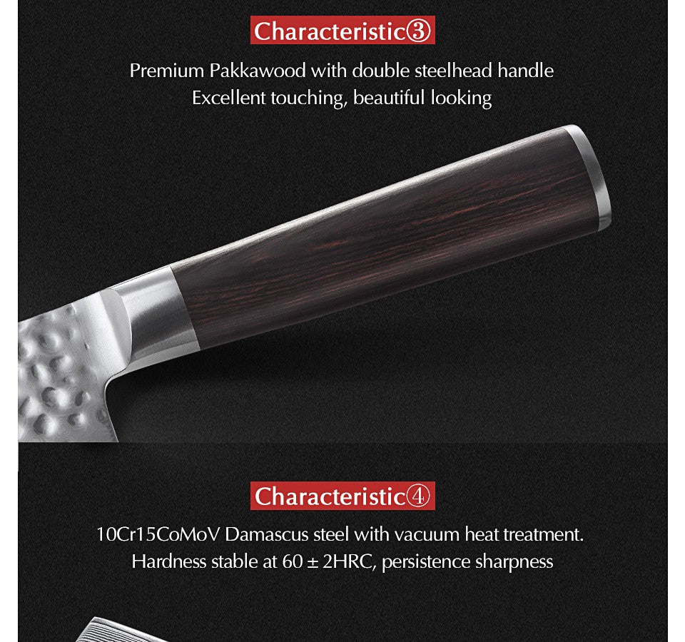XINZUO 1-5 PCS Kitchen Knives Set VG10 Damascus Stainless Steel Sharp Chef Santoku Nakiri Slicing Paring Knife Pakkawood Handle