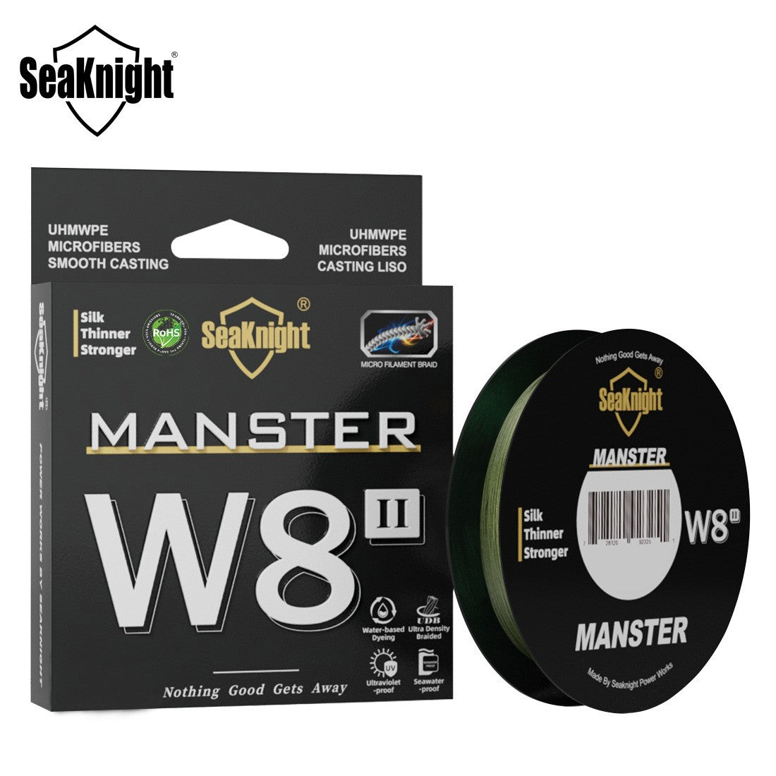Linha de Pesca SeaKnight W8 II 300M PE, 8 Fios, Multifilamento Trançado, Revestimento Atualizado de Resina de Silicone, Pesca em Água Salgada