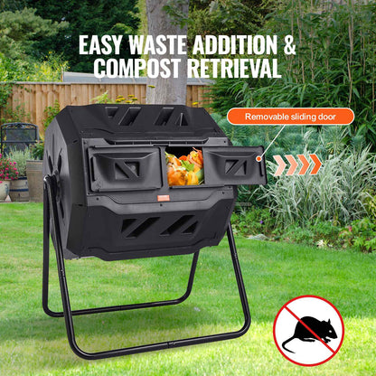 SucceBuy Compost Bin 18.5/37/43Gal Dual Chamber Composting Tumbler BPA FreeComposter Bin Tumbler for Garden Kitchen Yard Outdoor